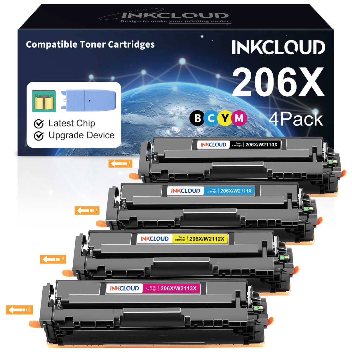 Compatible Toner Cartridges for HP 206X (W2110X/W2111X/W2112X/W2113X)| High Yield Black Laser Toner | INKCLOUD - INKCLOUD