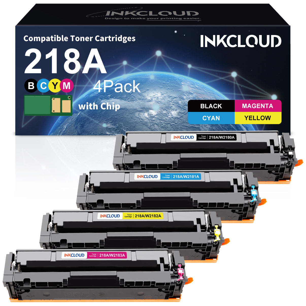 Compatible Toner Cartridges for HP 218A (W2180A/W2181A/W2182A/W2183A) | High Yield Black Laser Toner | INKCLOUD - INKCLOUD