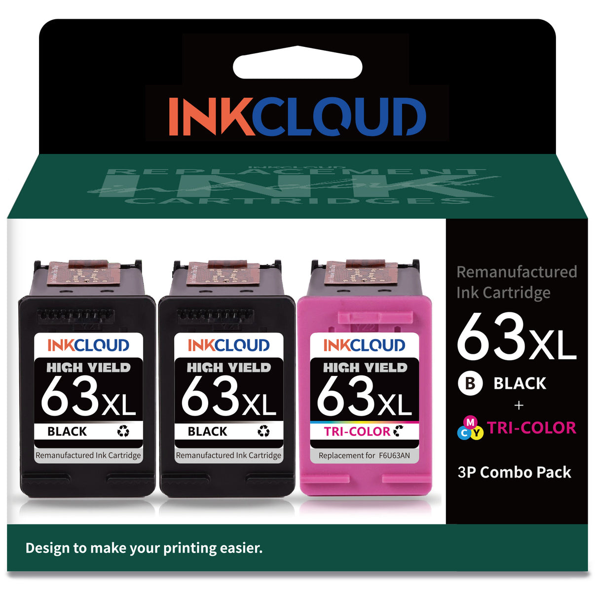 HP 63XL Compatible Ink Cartridge — High Capacity | INKCLOUD - INKCLOUD