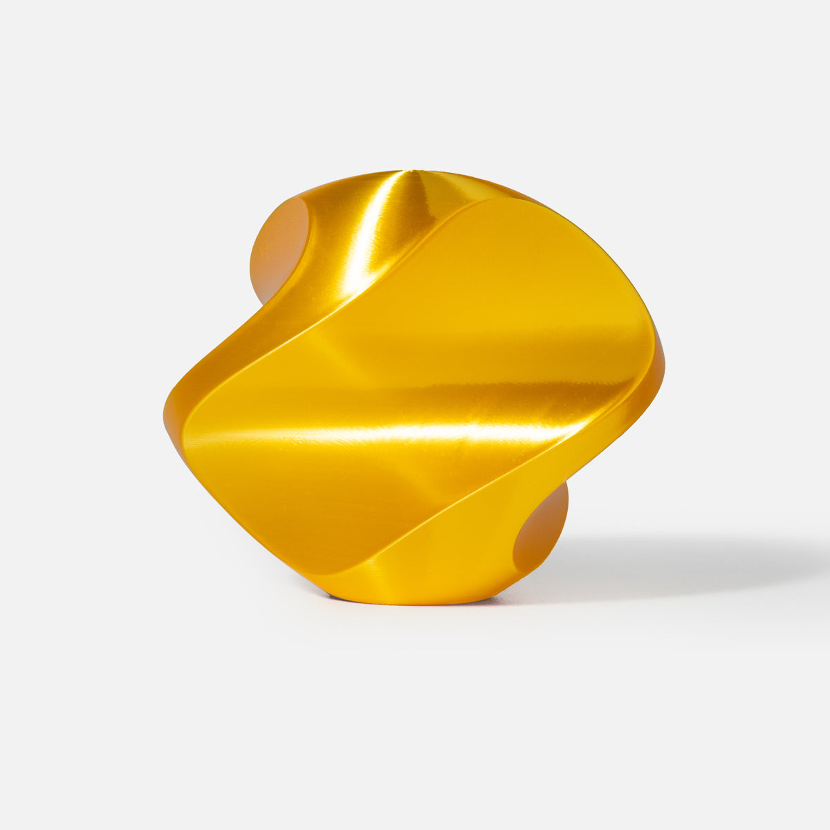 INKCLOUD PLA Silk Metal 3D printer filament in Silk Quicksand Gold, glossy silk-finish curved print sample on white