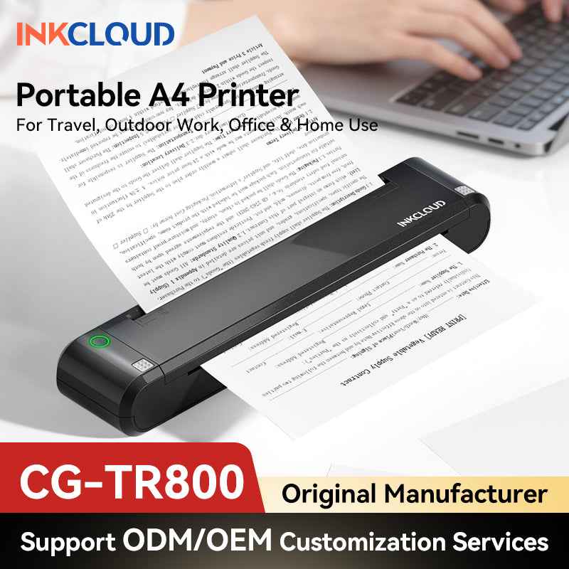 INKCLOUD CG-TR800 Portable A4 Printer — Inkless Mobile Printer for Documents, Labels & Worksheets, Ideal for Remote Work, Field Service, and Study