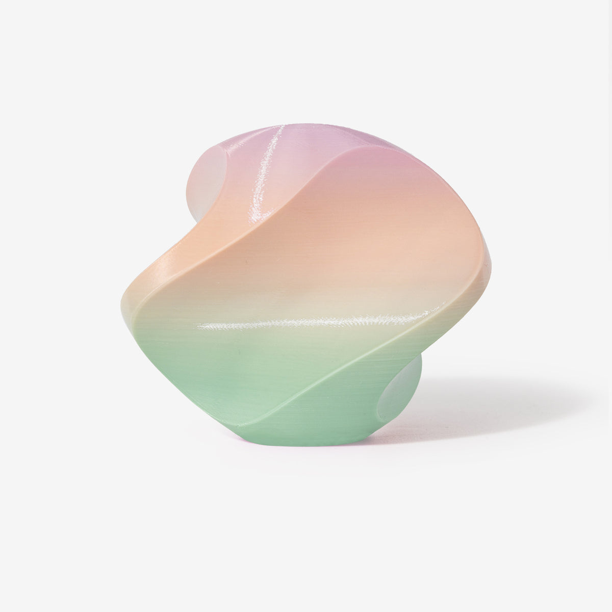 INKCLOUD PETG Basic Rainbow 3D printer filament in Rainbow 01, smooth multicolor-gradient curved print sample on white