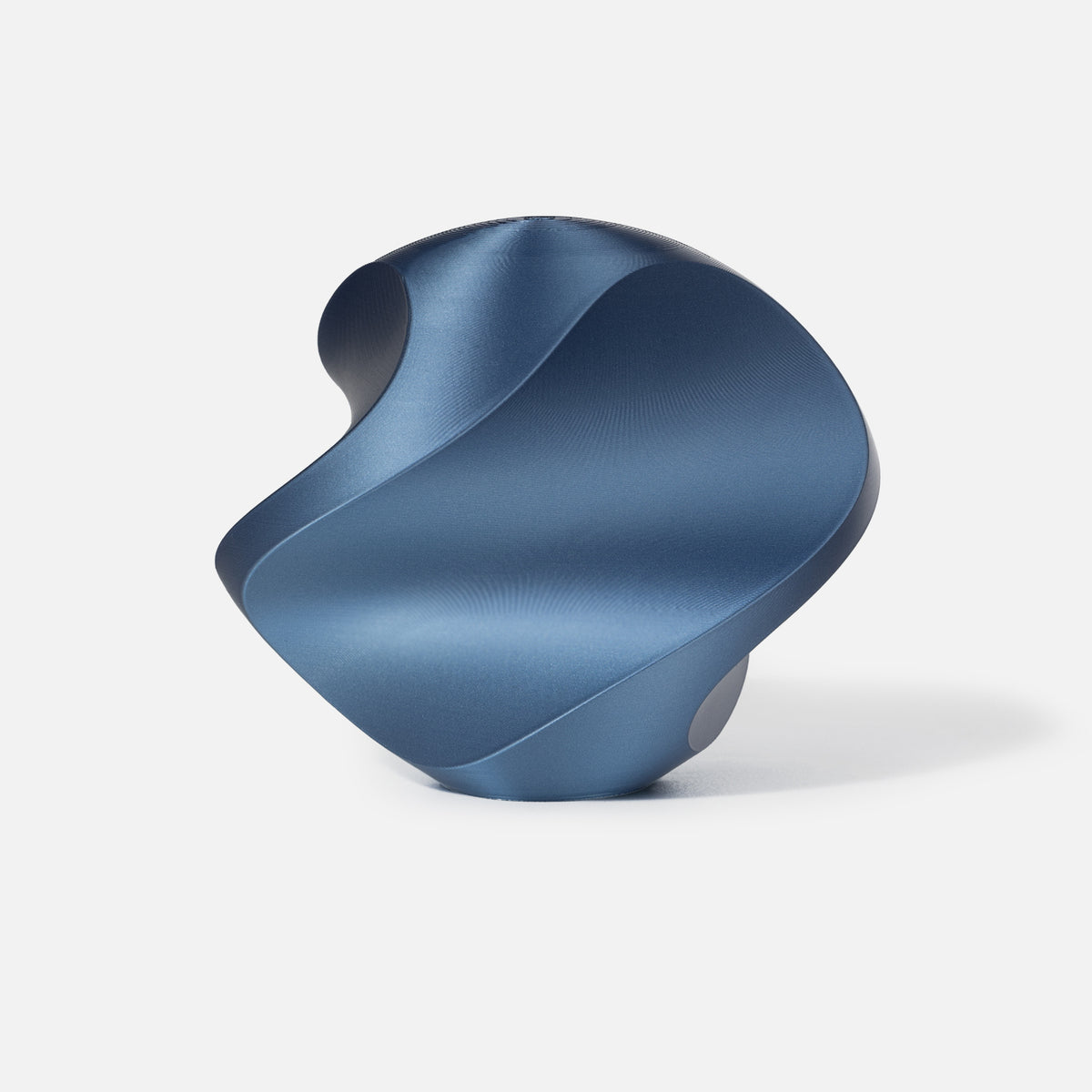 INKCLOUD PLA Metal 3D printer filament in Starry Blue, satin metallic curved print sample on white