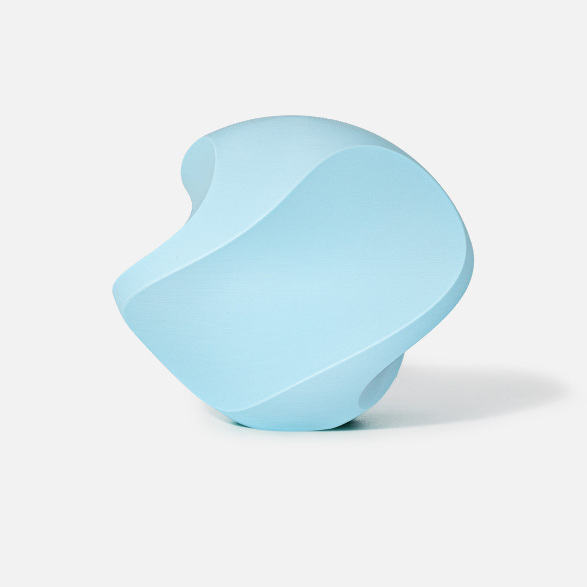 INKCLOUD PLA Matte 3D printer filament in Ice Blue, matte curved print sample on white
