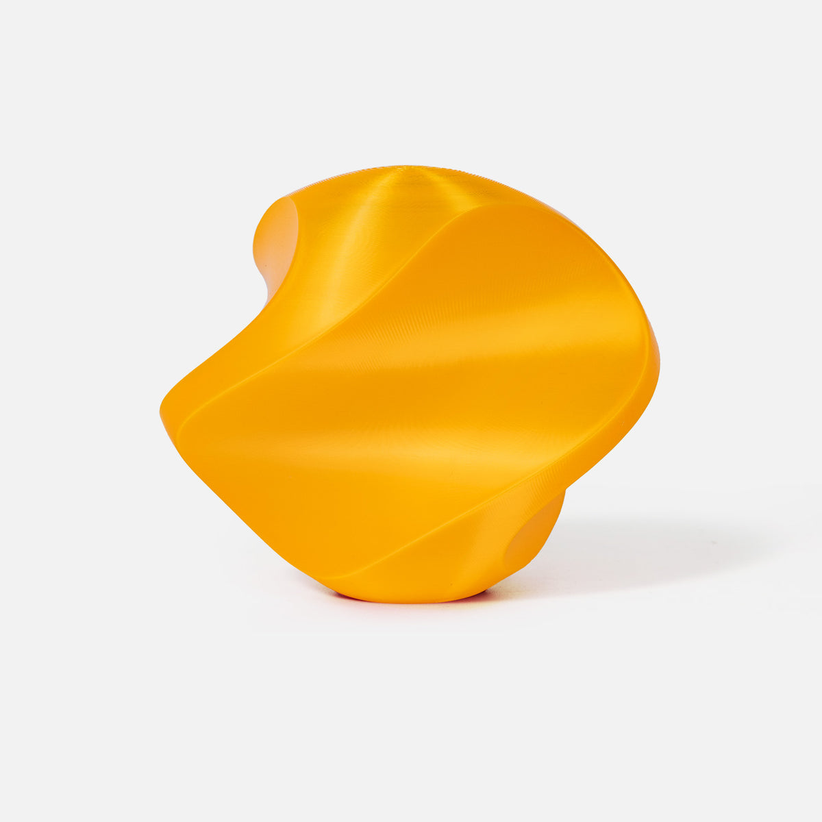 INKCLOUD PLA Basic 3D printer filament in Engineering Yellow, smooth curved print sample on white