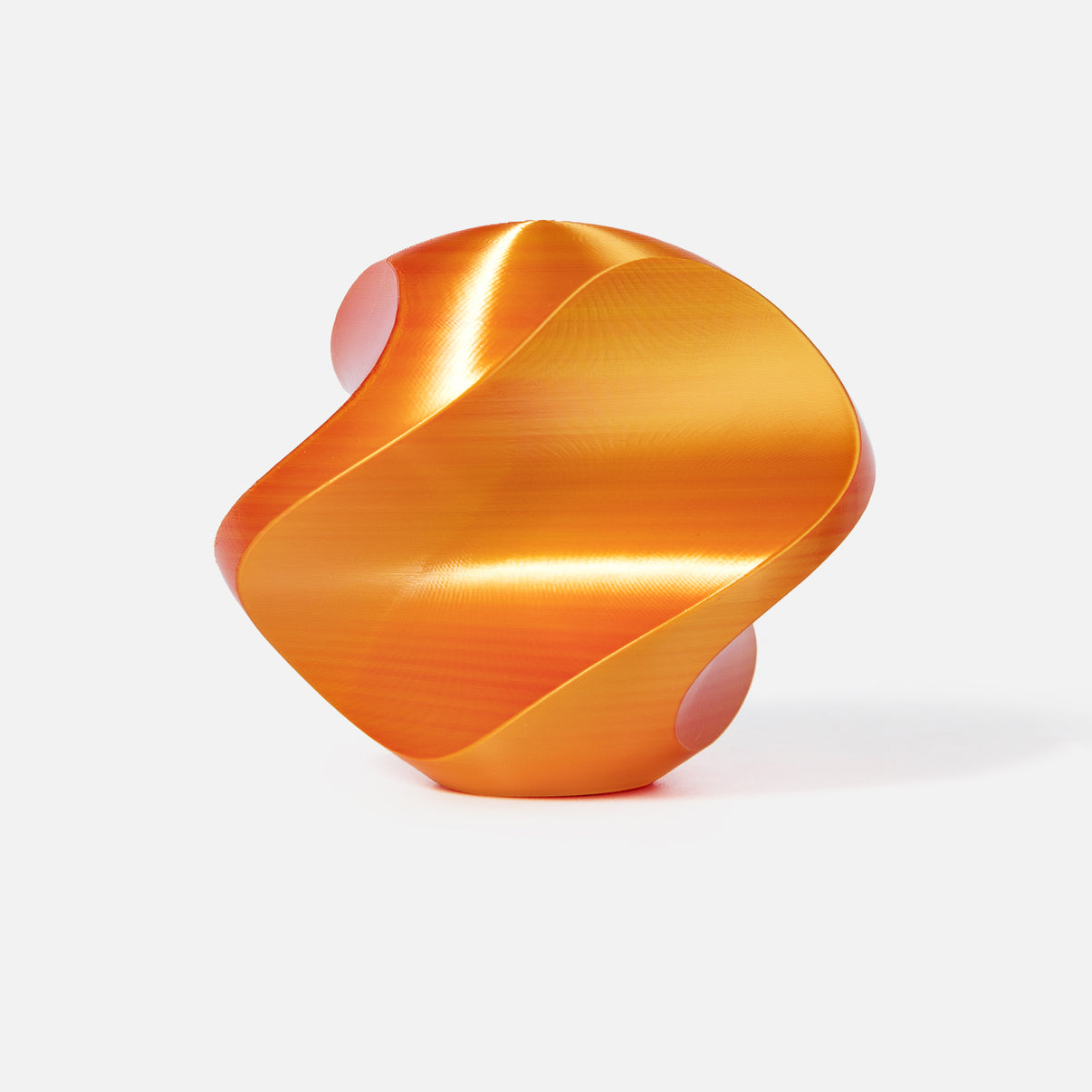 INKCLOUD PLA Silk Dual-Color 3D printer filament in Red-Gold, glossy two-tone curved print sample on white