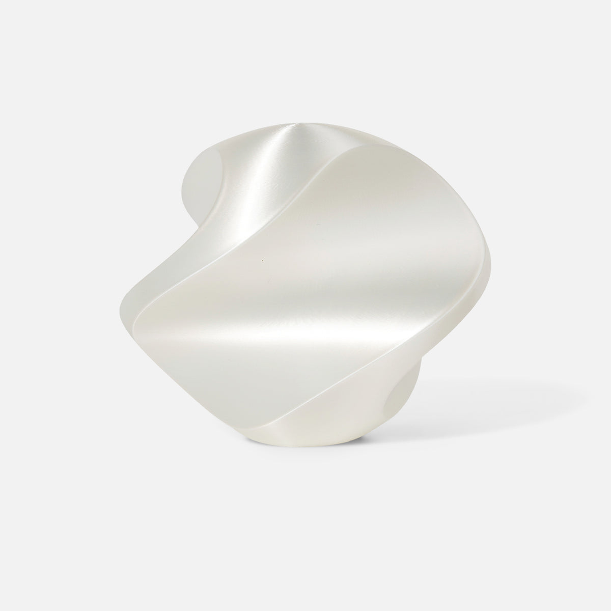 INKCLOUD PLA Silk 3D printer filament in White, glossy silk-finish curved print sample on white