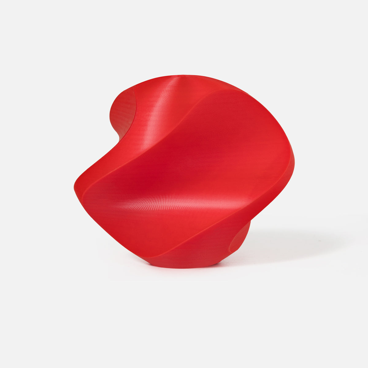 INKCLOUD TPU 95A 3D printer filament in Red, smooth curved print sample on white