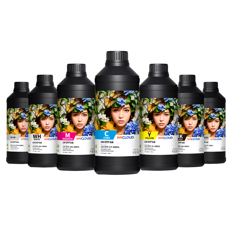 INKCLOUD UV DTF Ink | CMYK + White | High-Adhesion, Fast Curing for UV DTF Printing - INKCLOUD